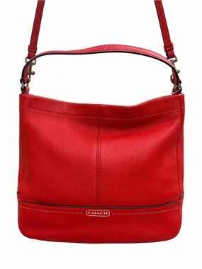Coach Pursue Park Red Pebbled Leather Mini Duffle Crossbody Bag Purse #F49160